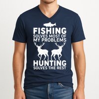 Fishing Solves Most Of My Problems Hunting Solves The Rest V-Neck T-Shirt
