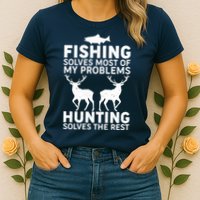 Fishing Solves Most Of My Problems Hunting Solves The Rest Womens T-Shirt