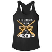 Fishing Solves Most Problems Hunting Solves The Rest Ladies PosiCharge Competitor Racerback Tank