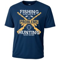 Fishing Solves Most Problems Hunting Solves The Rest Cooling Performance Crew T-Shirt