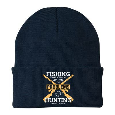 Fishing Solves Most Problems Hunting Solves The Rest Knit Cap Winter Beanie