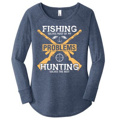 Fishing Solves Most Problems Hunting Solves The Rest Women's Perfect Tri Tunic Long Sleeve Shirt