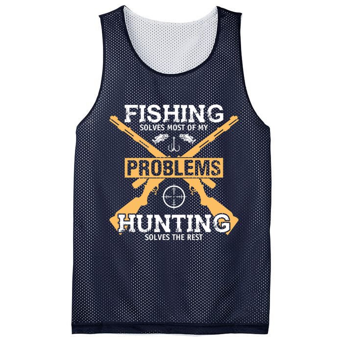 Fishing Solves Most Problems Hunting Solves The Rest Mesh Reversible Basketball Jersey Tank