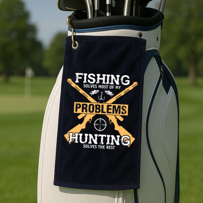 Fishing Solves Most Problems Hunting Solves The Rest Golf Towel