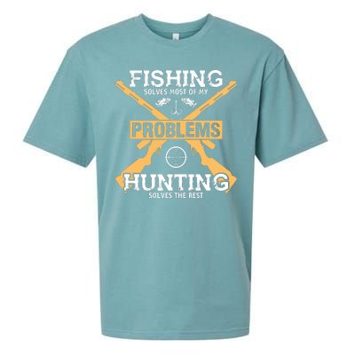 Fishing Solves Most Problems Hunting Solves The Rest Sueded Cloud Jersey T-Shirt