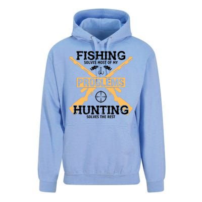 Fishing Solves Most Problems Hunting Solves The Rest Unisex Surf Hoodie