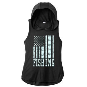 Fishing USA Flag Ladies PosiCharge Tri-Blend Wicking Draft Hoodie Tank