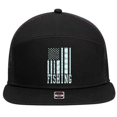 Fishing USA Flag 7 Panel Mesh Trucker Snapback Hat