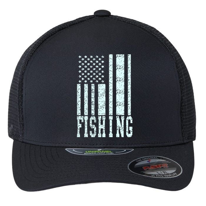 Fishing USA Flag Flexfit Unipanel Trucker Cap