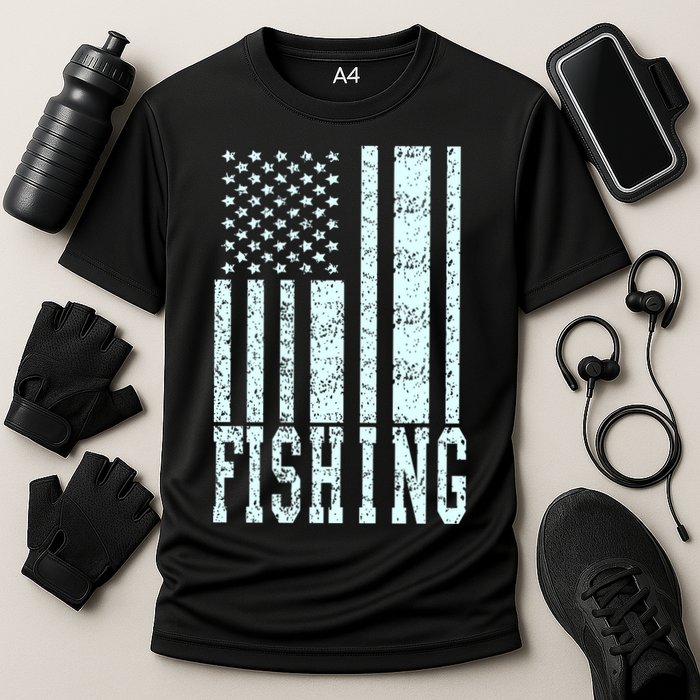 Fishing USA Flag Cooling Performance Crew T-Shirt