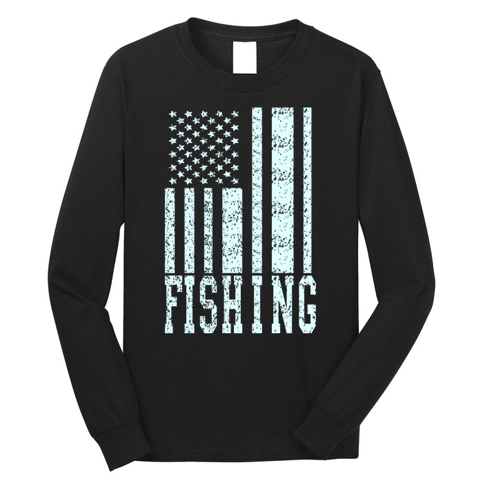 Fishing USA Flag Long Sleeve Shirt