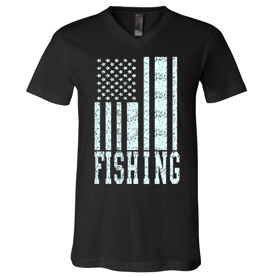 Fishing USA Flag V-Neck T-Shirt