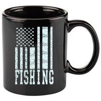 Fishing USA Flag 11oz C Handle Ceramic Mug
