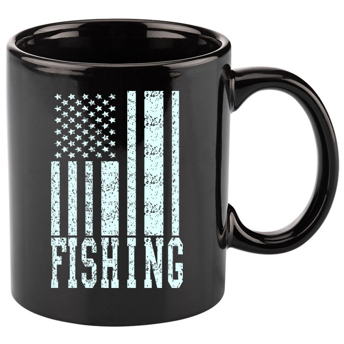 Fishing USA Flag 11oz C Handle Ceramic Mug