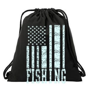 Fishing USA Flag Drawstring Bag