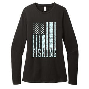 Fishing USA Flag Womens CVC Long Sleeve Shirt