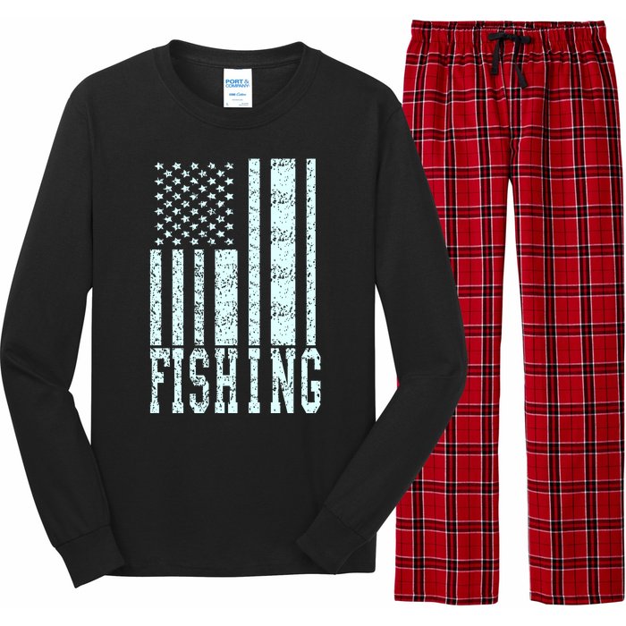 Fishing USA Flag Long Sleeve Pajama Set