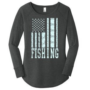 Fishing USA Flag Women's Perfect Tri Tunic Long Sleeve Shirt