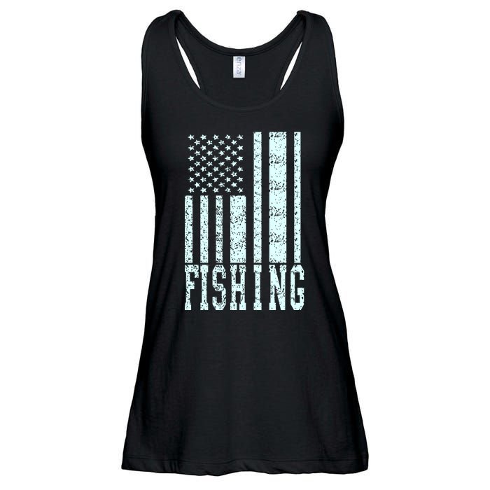 Fishing USA Flag Ladies Essential Flowy Tank