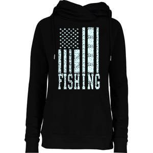 Fishing USA Flag Womens Funnel Neck Pullover Hood