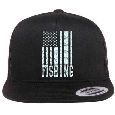 Fishing USA Flag Flat Bill Trucker Hat