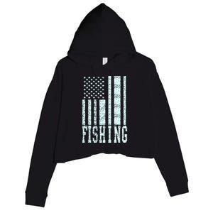 Fishing USA Flag Crop Fleece Hoodie