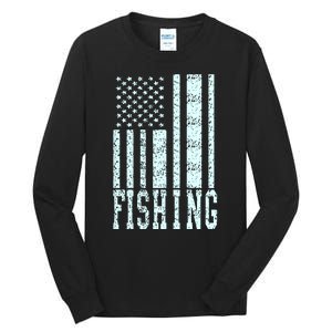 Fishing USA Flag Tall Long Sleeve T-Shirt