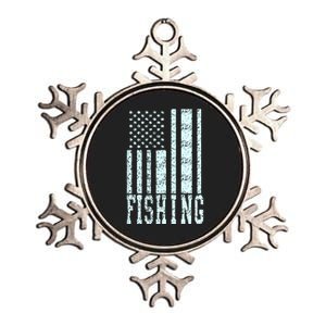 Fishing USA Flag Metallic Star Ornament