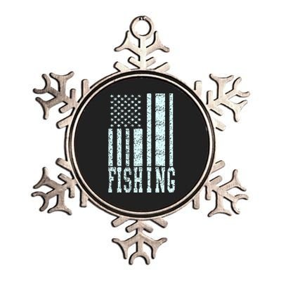 Fishing USA Flag Metallic Star Ornament