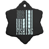 Fishing USA Flag Ceramic Star Ornament