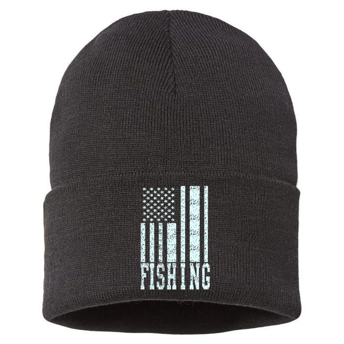 Fishing USA Flag Sustainable Knit Beanie