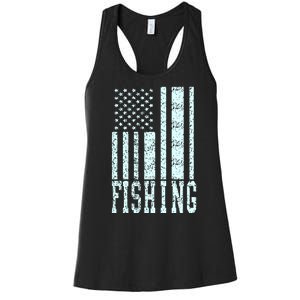 Fishing USA Flag Women's Racerback Tank