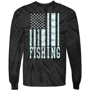 Fishing USA Flag Tie-Dye Long Sleeve Shirt