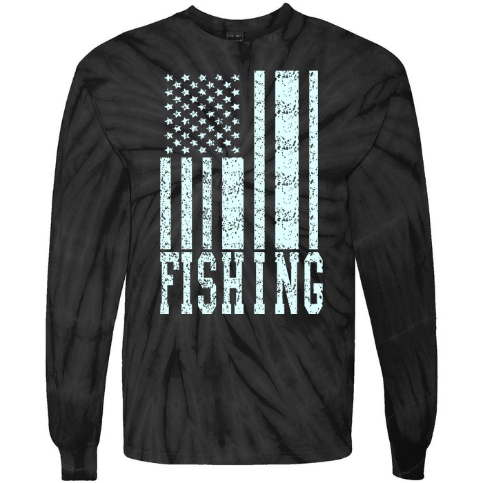 Fishing USA Flag Tie-Dye Long Sleeve Shirt