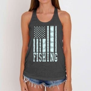 Fishing USA Flag Women's Knotted Racerback Tank