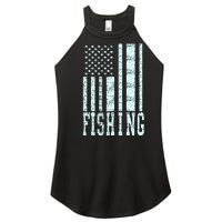 Fishing USA Flag Women's Perfect Tri Rocker Tank