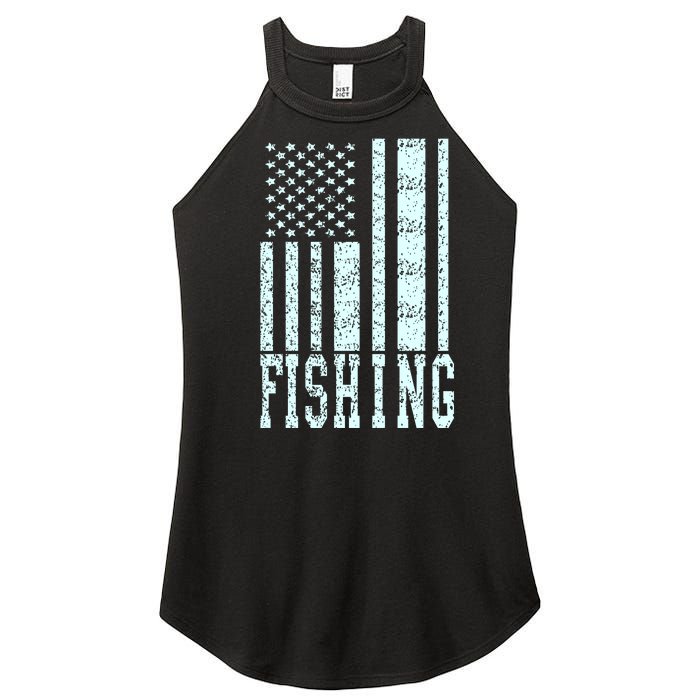 Fishing USA Flag Women's Perfect Tri Rocker Tank