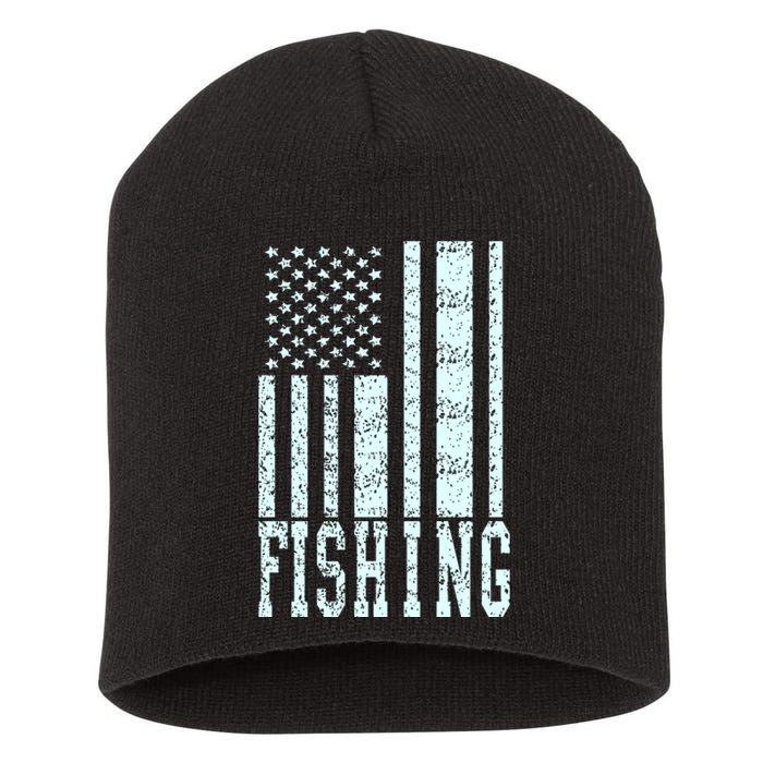 Fishing USA Flag Short Acrylic Beanie