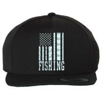 Fishing USA Flag Wool Snapback Cap