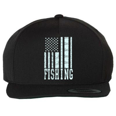 Fishing USA Flag Wool Snapback Cap