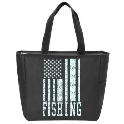 Fishing USA Flag Zip Tote Bag