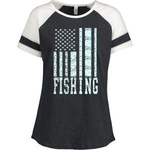 Fishing USA Flag Enza Ladies Jersey Colorblock Tee