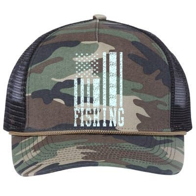 Fishing USA Flag Retro Rope Trucker Hat Cap