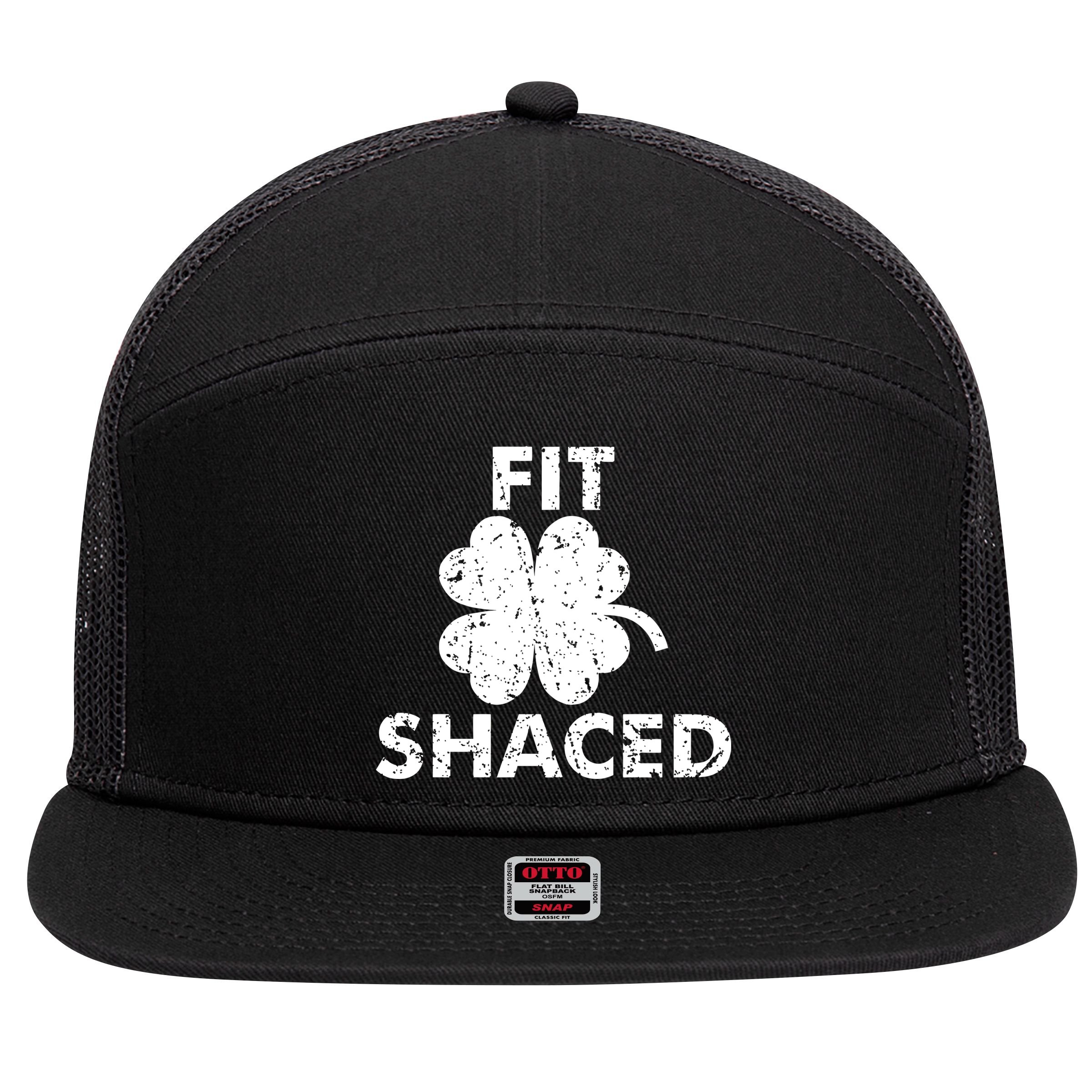 Fit Shaced Funny St. Patrick's Day Irish Clover Beer Drinking 7 Panel Mesh Trucker Snapback Hat