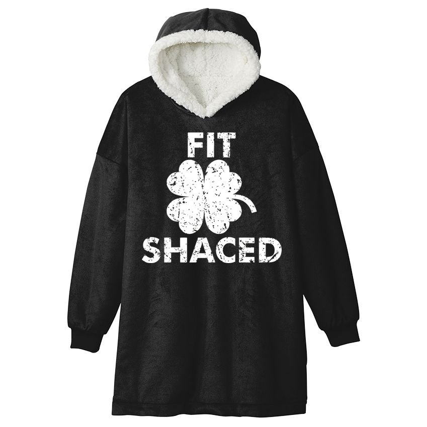 Fit Shaced Funny St. Patrick's Day Irish Clover Beer Drinking Hooded Wearable Blanket