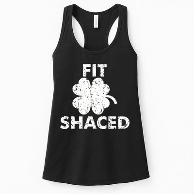 Fit Shaced Funny St. Patrick's Day Irish Clover Beer Drinking Womens Tank Top