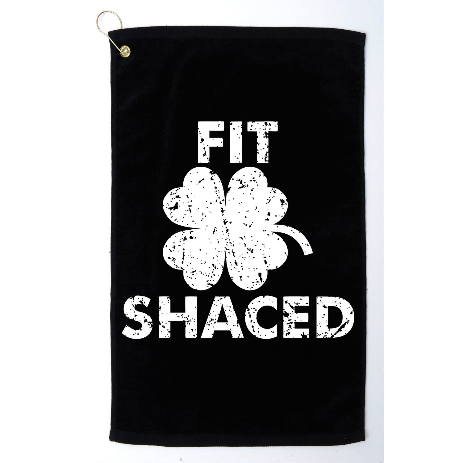Fit Shaced Funny St. Patrick's Day Irish Clover Beer Drinking Golf Towel