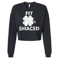 Fit Shaced Funny St. Patrick's Day Irish Clover Beer Drinking Cropped Pullover Crew