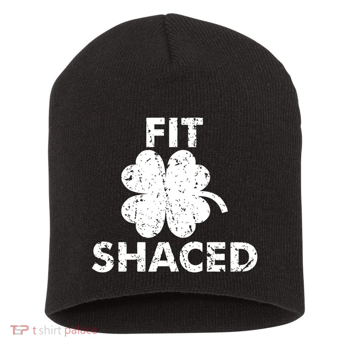 Fit Shaced Funny St. Patrick's Day Irish Clover Beer Drinking Short Acrylic Beanie