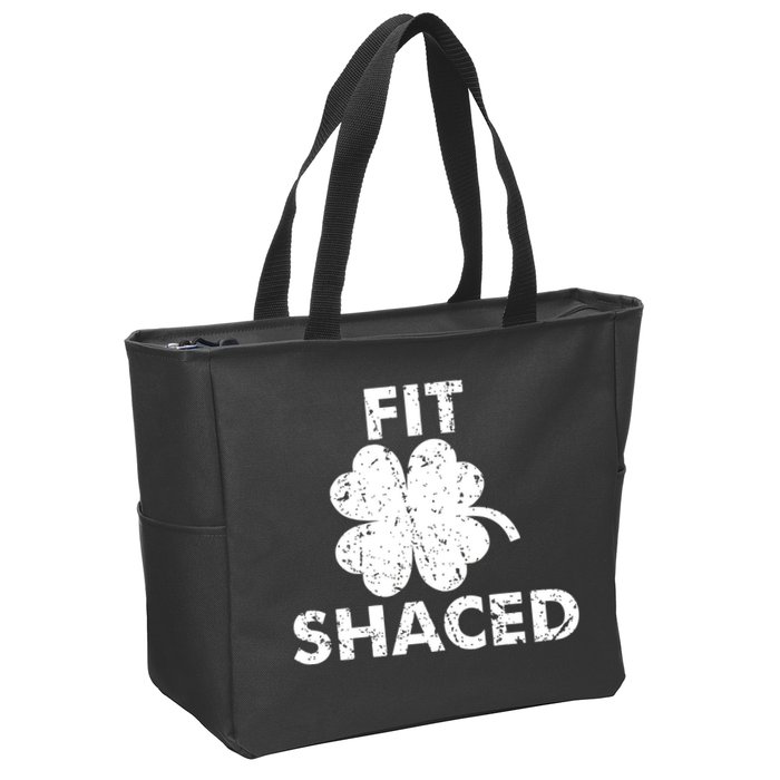 Fit Shaced Funny St. Patrick's Day Irish Clover Beer Drinking Zip Tote Bag